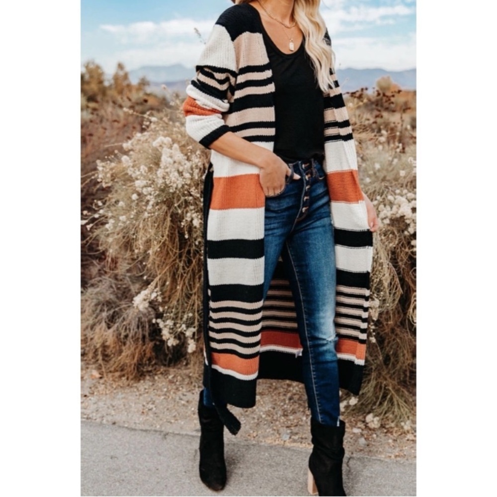 VICI Striped Duster Cardigan with Belt
